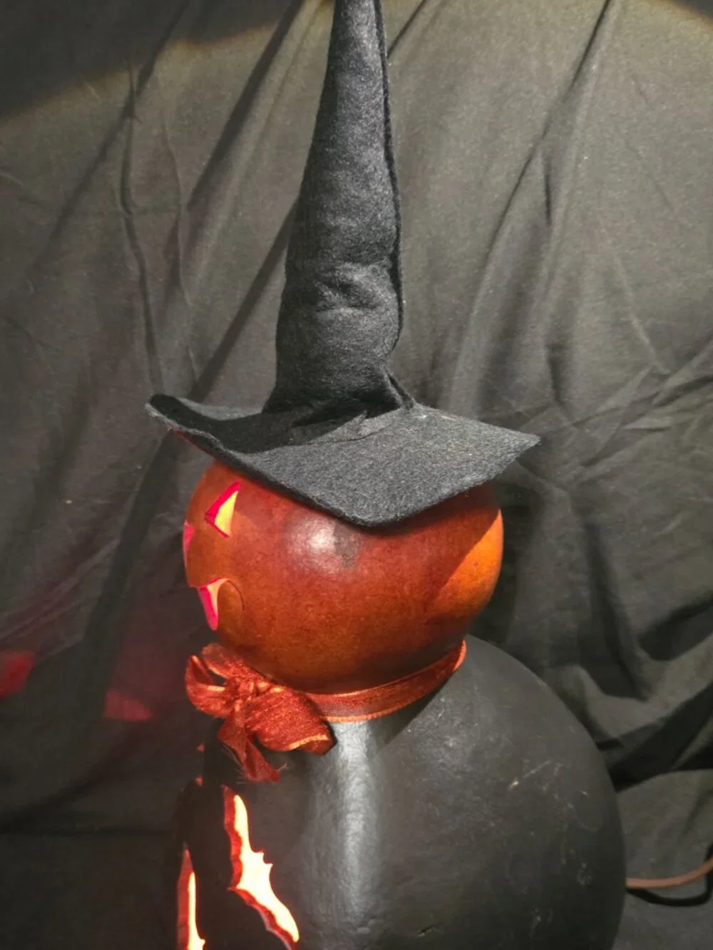 Meadowbrooke Gourds Lighted Velma Witch Bat Halloween Gourd 18